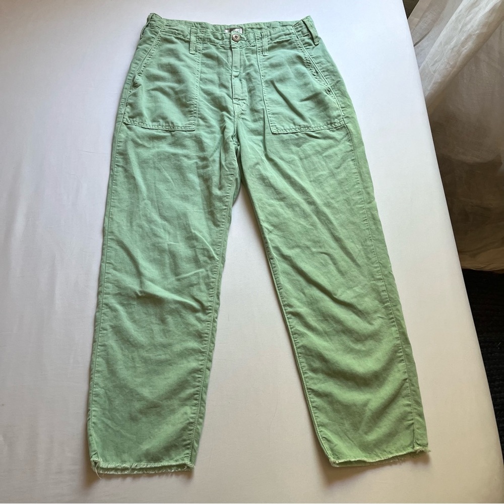 MOTHER seafoam mint pistachio green utility cropped straight leg pants